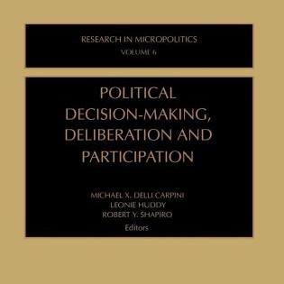 Classic Beige Solid Cover with Black Square listing title "Political Decision-Making, Deliberation, and Participation."