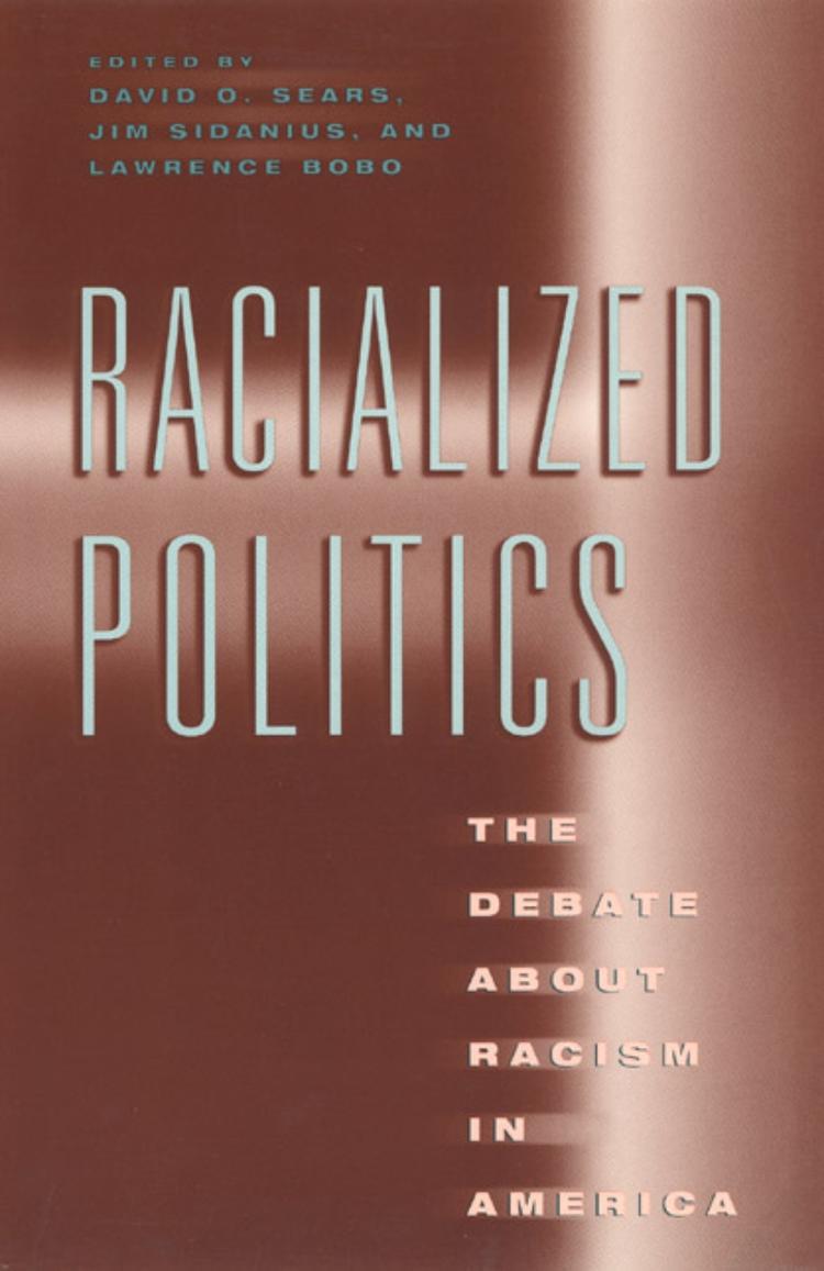 Brown background with blurred windowframe overlaid with titled text "Racialised Politics: the Debate About Racism in America."
